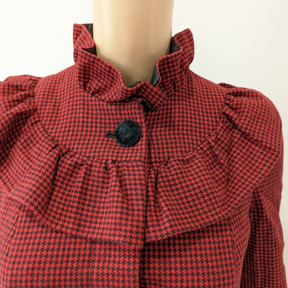 Topshop houndstooth peplum jacket ruffle - Picture 3 of 10